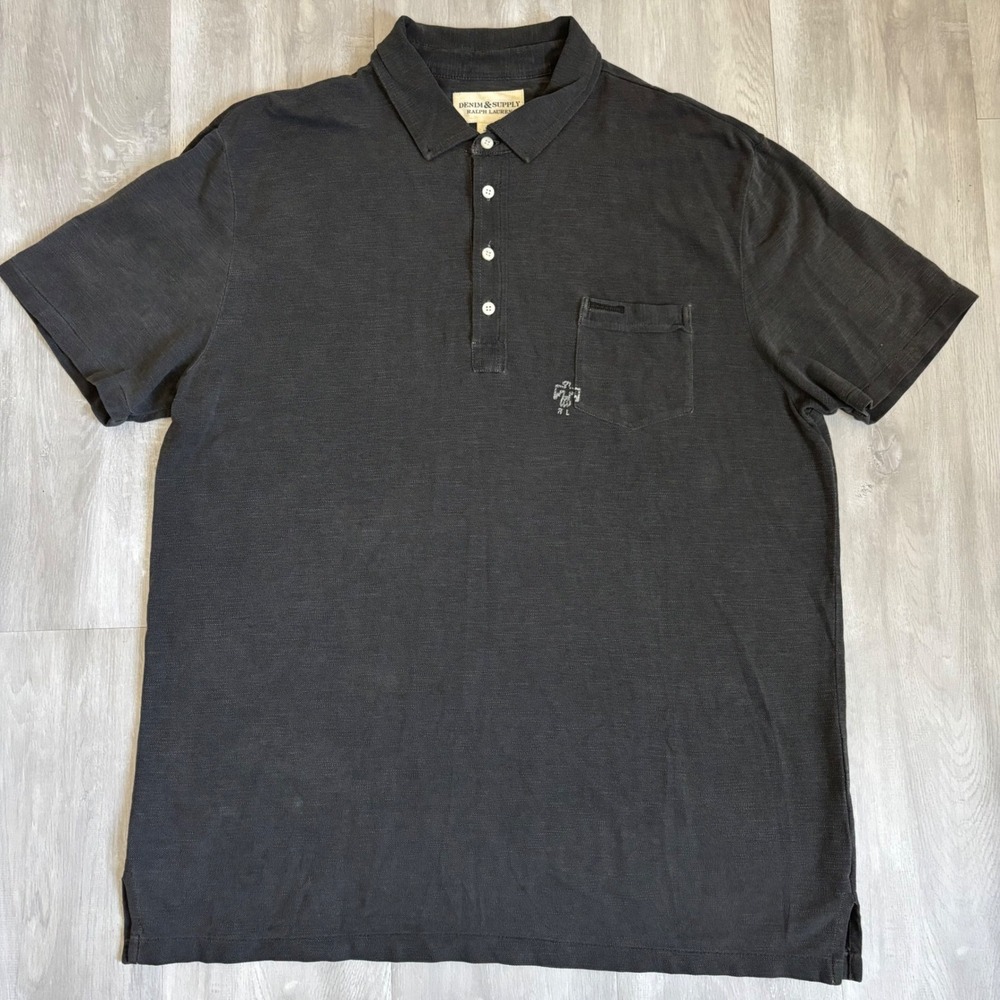 Denim & Supply Ralph Lauren Polo Shirt Mens XXL Gray Cotton Pocket Eagle Logo
